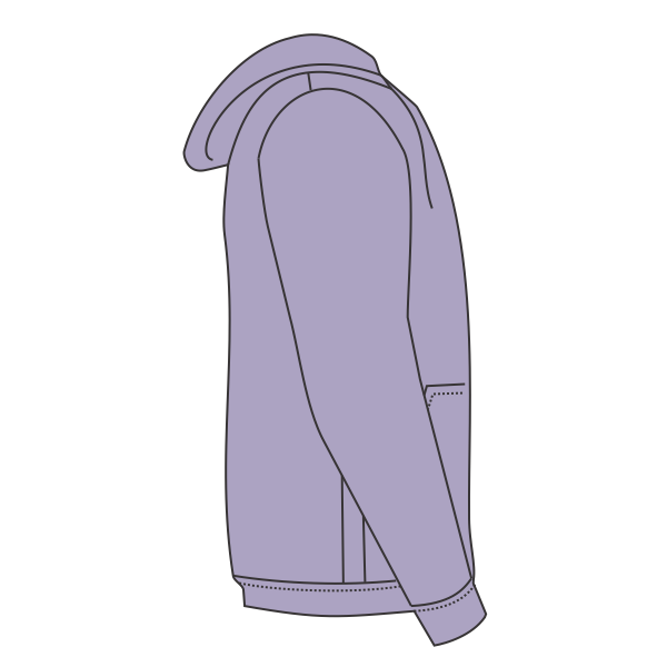 Bella + Canvas Unisex Sponge Fleece Drop Shoulder Hoodie Sweatshirt, Dark Lavender, Right Sleeve view