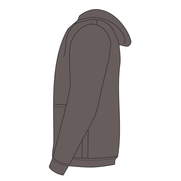 Bella + Canvas Unisex Sponge Fleece Drop Shoulder Hoodie Sweatshirt, Deep Heather, Left Sleeve view