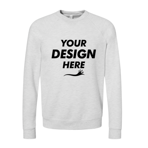 Bella + Canvas Unisex Sponge Fleece Raglan Crewneck Sweatshirt, Ash / Ash, Front view, Mockup