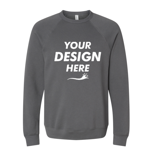 Bella + Canvas Unisex Sponge Fleece Raglan Crewneck Sweatshirt, Asphalt / Asphalt, Front view, Mockup