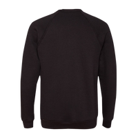 Bella + Canvas Unisex Sponge Fleece Raglan Crewneck Sweatshirt, Black / Black, Back view