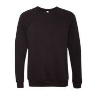Bella + Canvas Unisex Sponge Fleece Raglan Crewneck Sweatshirt, Black / Black, Front view