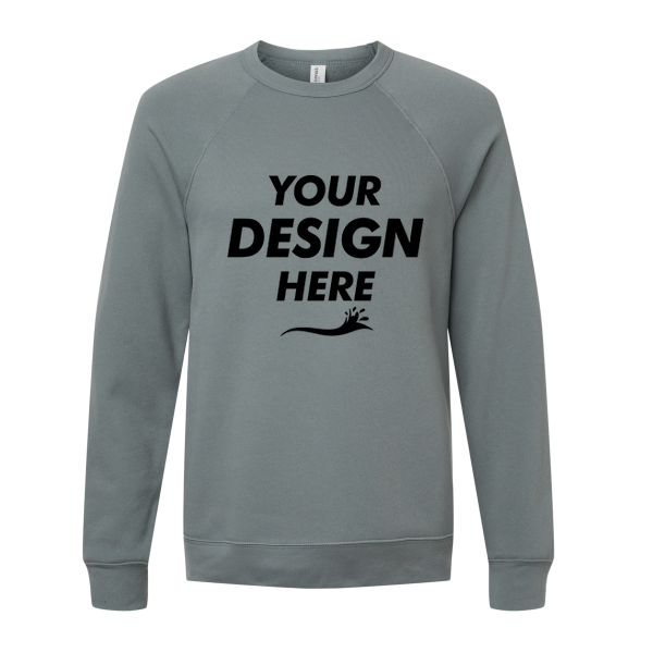Bella + Canvas Unisex Sponge Fleece Raglan Crewneck Sweatshirt, Blue Storm / Blue Storm, Front view, Mockup