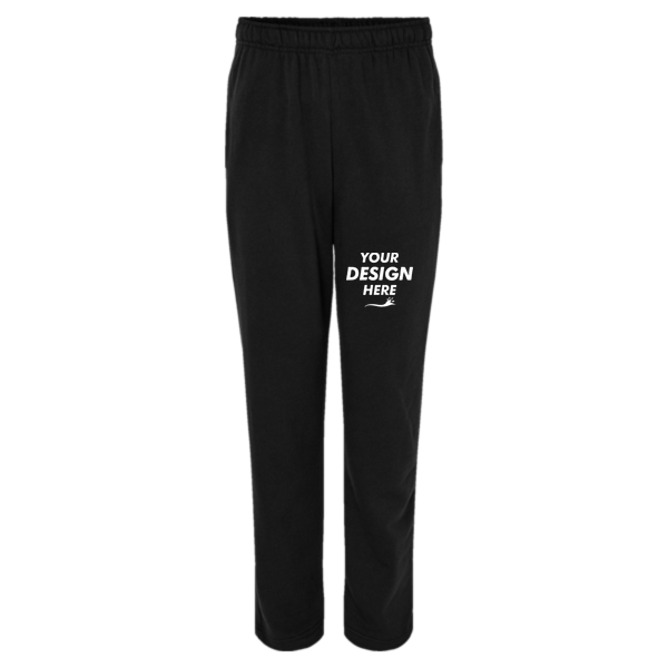 Bella + Canvas Unisex Sponge Fleece Straight Leg Sweatpants, Black, Front view, Mockup