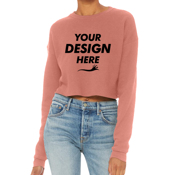 Bella + Canvas Women's Crop Fleece Crewneck Sweatshirt, Mauve, Front view, Mockup