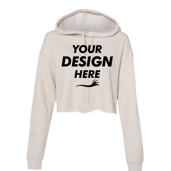 Bella + Canvas Women's Crop Fleece Hoodie Sweatshirt, Heather Dust, Front view, Mockup