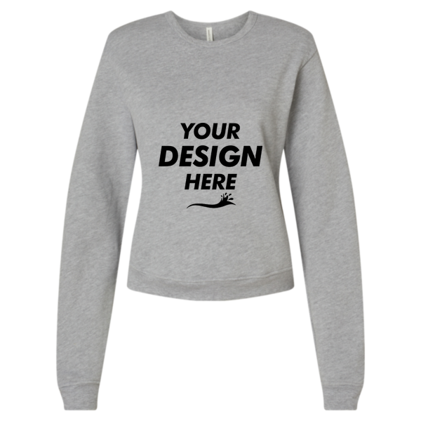 Bella + Canvas Women's Sponge Fleece Crewneck Sweatshirt, Athletic Heather, Front view, Mockup