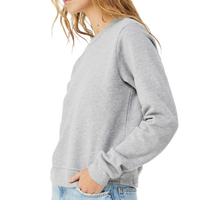 Bella + Canvas Women's Sponge Fleece Crewneck Sweatshirt, Athletic Heather, Left Sleeve view