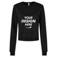 Bella + Canvas Women's Sponge Fleece Crewneck Sweatshirt, Black, Front view, Mockup