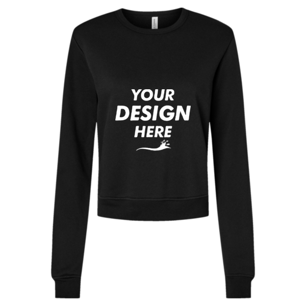 Bella + Canvas Women's Sponge Fleece Crewneck Sweatshirt, Black, Front view, Mockup
