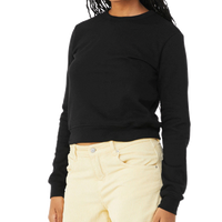 Bella + Canvas Women's Sponge Fleece Crewneck Sweatshirt, Black, Left Sleeve view