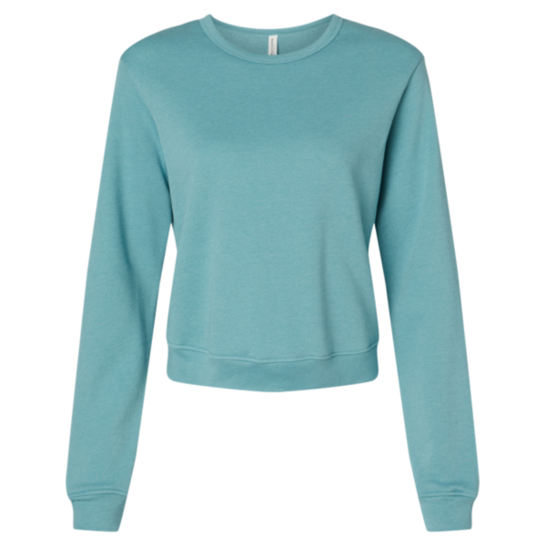 Bella + Canvas Women's Sponge Fleece Crewneck Sweatshirt, Heather Blue Lagoon, Front view
