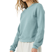 Bella + Canvas Women's Sponge Fleece Crewneck Sweatshirt, Heather Blue Lagoon, Left Sleeve view