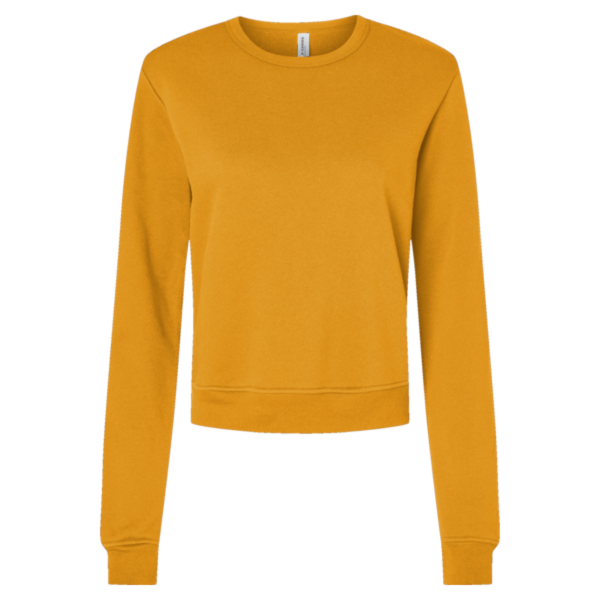 Bella + Canvas Women's Sponge Fleece Crewneck Sweatshirt, Heather Mustard, Front view