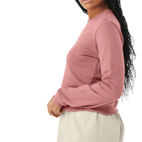 Bella + Canvas Women's Sponge Fleece Crewneck Sweatshirt, Mauve, Left Sleeve view
