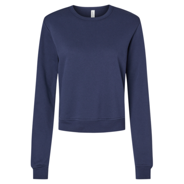 Bella + Canvas Women's Sponge Fleece Crewneck Sweatshirt, Navy, Front view