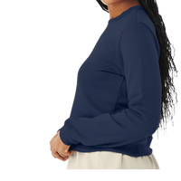 Bella + Canvas Women's Sponge Fleece Crewneck Sweatshirt, Navy, Left Sleeve view