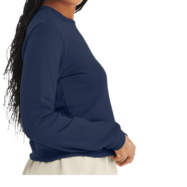 Bella + Canvas Women's Sponge Fleece Crewneck Sweatshirt, Navy, Right Sleeve view