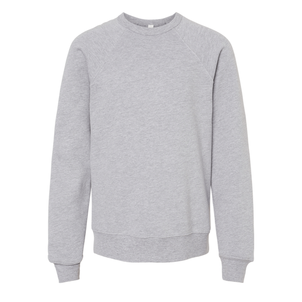 Bella + Canvas Youth Sponge Fleece Crewneck Sweatshirt, Athletic Heather, Front view