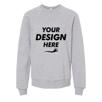 Bella + Canvas Youth Sponge Fleece Crewneck Sweatshirt, Athletic Heather, Front view, Mockup