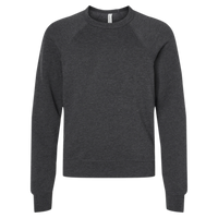 Bella + Canvas Youth Sponge Fleece Crewneck Sweatshirt, Dark Grey Heather, Front view