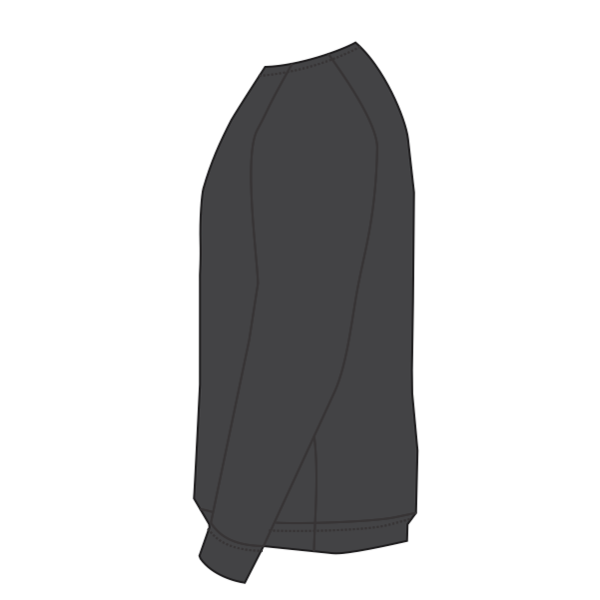 Bella + Canvas Youth Sponge Fleece Crewneck Sweatshirt, Dark Grey Heather, Left Sleeve view