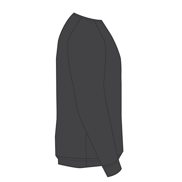 Bella + Canvas Youth Sponge Fleece Crewneck Sweatshirt, Dark Grey Heather, Right Sleeve view