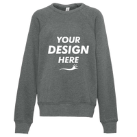 Bella + Canvas Youth Sponge Fleece Crewneck Sweatshirt, Deep Heather, Front view, Mockup