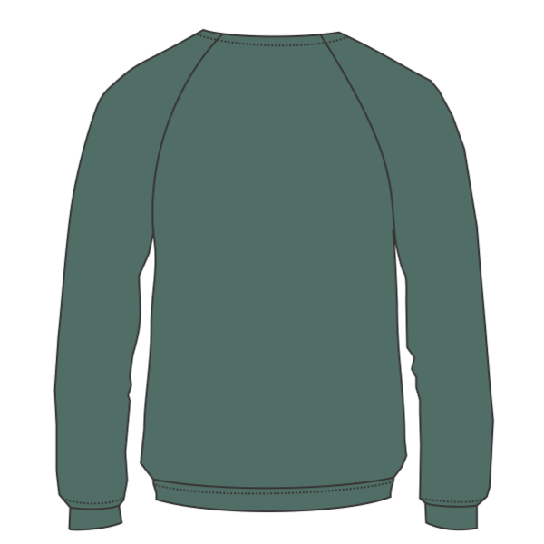Bella + Canvas Youth Sponge Fleece Crewneck Sweatshirt, Heather Forest, Back view