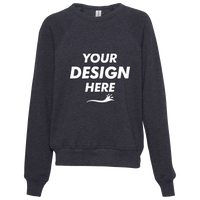 Bella + Canvas Youth Sponge Fleece Crewneck Sweatshirt, Heather Navy, Front view, Mockup