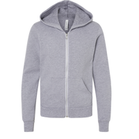 Bella + Canvas Youth Sponge Fleece Full-Zip Hoodie Sweatshirt, Athletic Heather, Front view