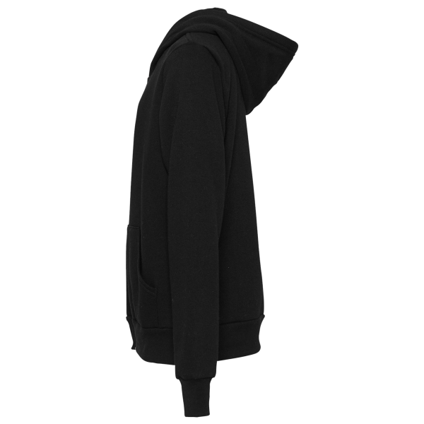 Bella + Canvas Youth Sponge Fleece Full-Zip Hoodie Sweatshirt, Black, Left Sleeve view