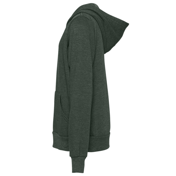 Bella + Canvas Youth Sponge Fleece Full-Zip Hoodie Sweatshirt, Heather Forest, Left Sleeve view
