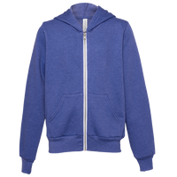 Bella + Canvas Youth Sponge Fleece Full-Zip Hoodie Sweatshirt, Heather True Royal, Front view