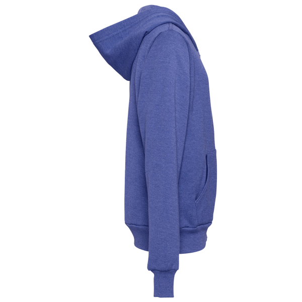 Bella + Canvas Youth Sponge Fleece Full-Zip Hoodie Sweatshirt, Heather True Royal, Right Sleeve view