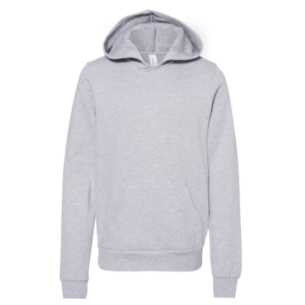 Bella + Canvas Youth Sponge Fleece Hoodie Sweatshirt, Athletic Heather, Front view