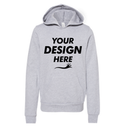 Bella + Canvas Youth Sponge Fleece Hoodie Sweatshirt, Athletic Heather, Front view, Mockup