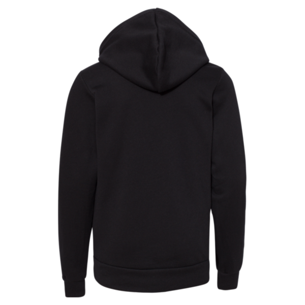 Bella + Canvas Youth Sponge Fleece Hoodie Sweatshirt, Black, Back view
