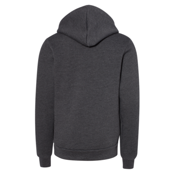 Bella + Canvas Youth Sponge Fleece Hoodie Sweatshirt, Dark Grey Heather, Back view