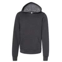 Bella + Canvas Youth Sponge Fleece Hoodie Sweatshirt, Dark Grey Heather, Front view