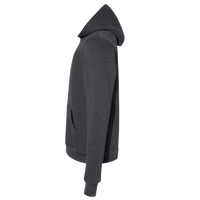 Bella + Canvas Youth Sponge Fleece Hoodie Sweatshirt, Dark Grey Heather, Left Sleeve view