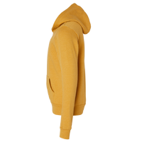 Bella + Canvas Youth Sponge Fleece Hoodie Sweatshirt, Heather Mustard, Left Sleeve view
