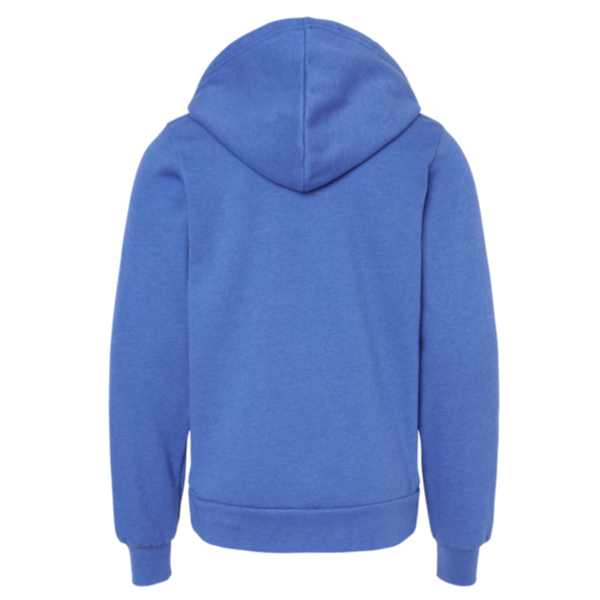 Bella + Canvas Youth Sponge Fleece Hoodie Sweatshirt, Heather True Royal, Back view