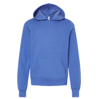 Bella + Canvas Youth Sponge Fleece Hoodie Sweatshirt, Heather True Royal, Front view