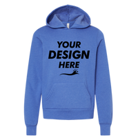 Bella + Canvas Youth Sponge Fleece Hoodie Sweatshirt, Heather True Royal, Front view, Mockup