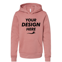 Bella + Canvas Youth Sponge Fleece Hoodie Sweatshirt, Mauve, Front view, Mockup