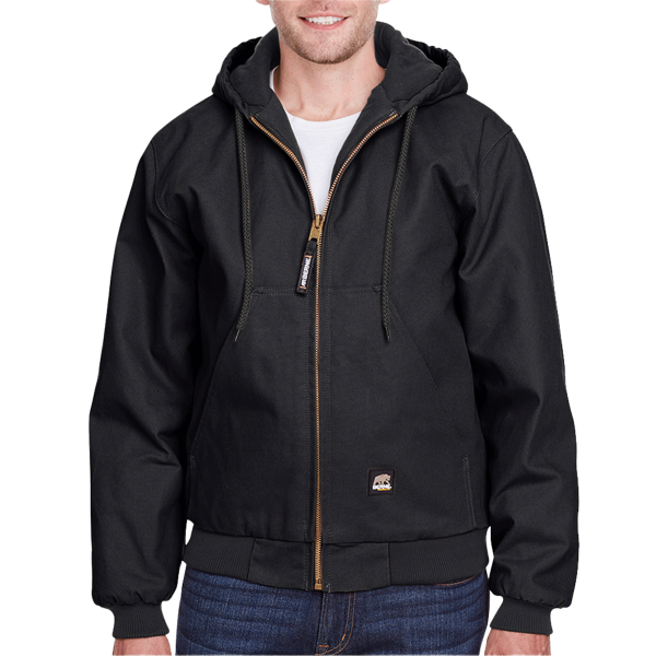 Berne Apparel Men's Berne Heritage Hooded Jacket, Black, Front view