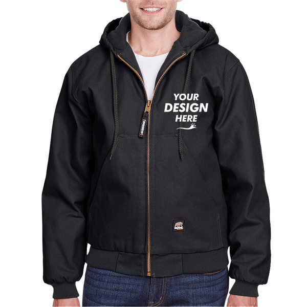 Berne Apparel Men's Berne Heritage Hooded Jacket, Black, Front view, Mockup