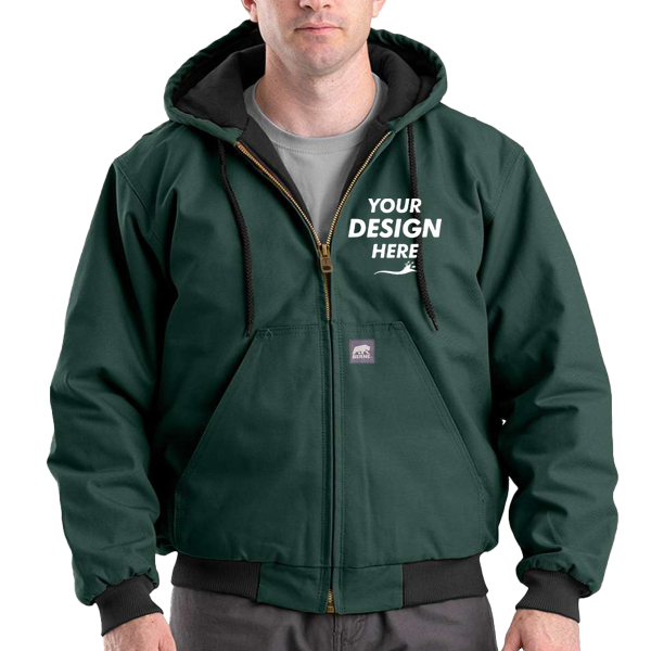 Berne Apparel Men's Berne Heritage Hooded Jacket, Green, Front view, Mockup