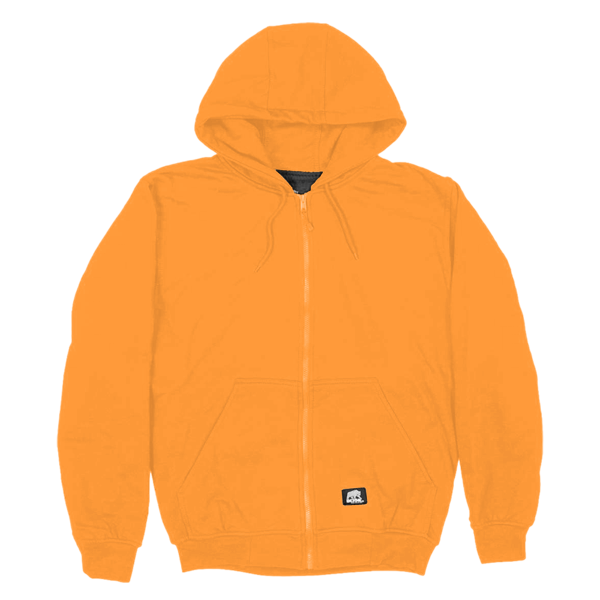 Berne Apparel Men's Heritage Thermal-Lined Full-Zip Hooded Sweatshirt, Orange, Front view